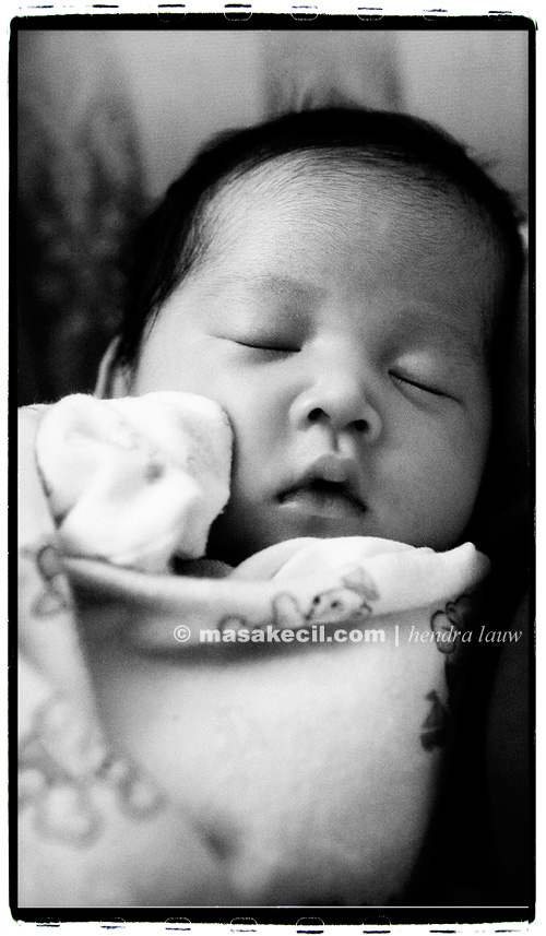 Black and white newborn photography