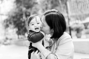 Outdoor black and white family photography