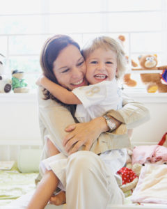 Mother and son photoshoot at home