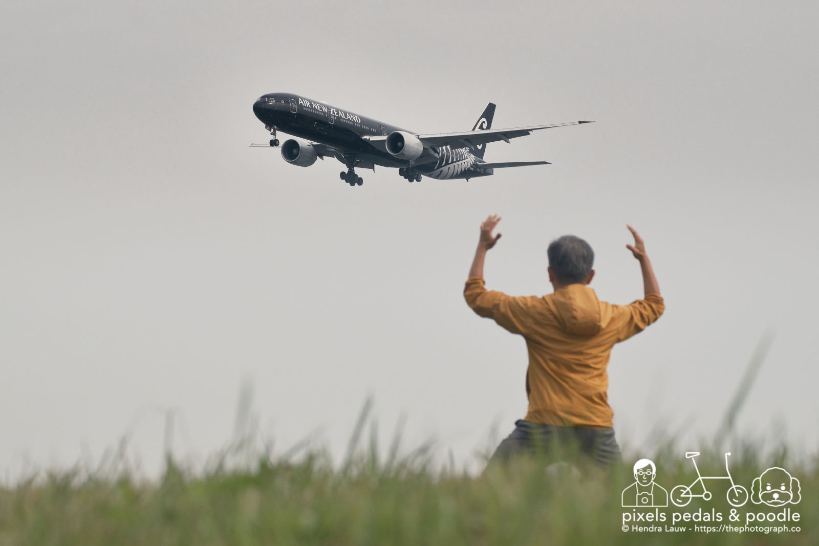 Plane Spotting Air New Zealand All Black ZK-OKQ arriving from Auckland with a Haka dance