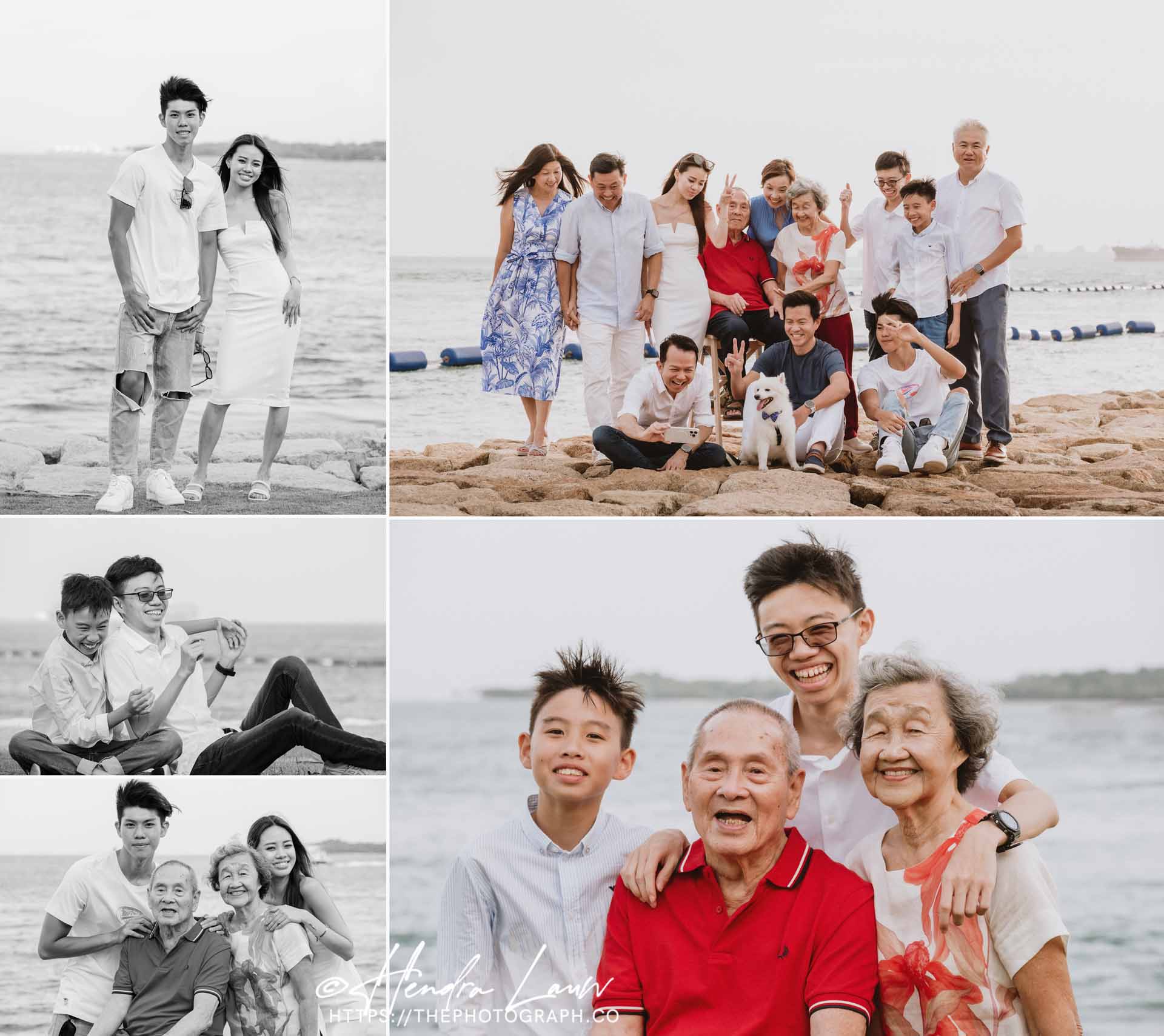 Extended family portraits at Sentosa Cove.