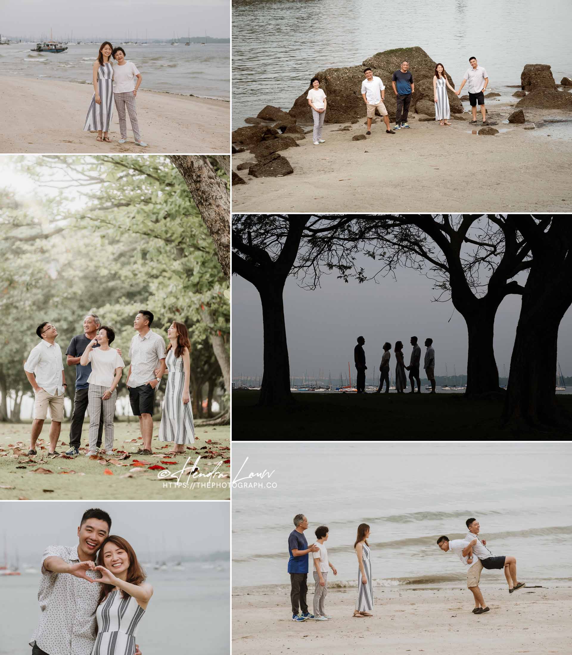 Extended family photoshoot at Singapore beach