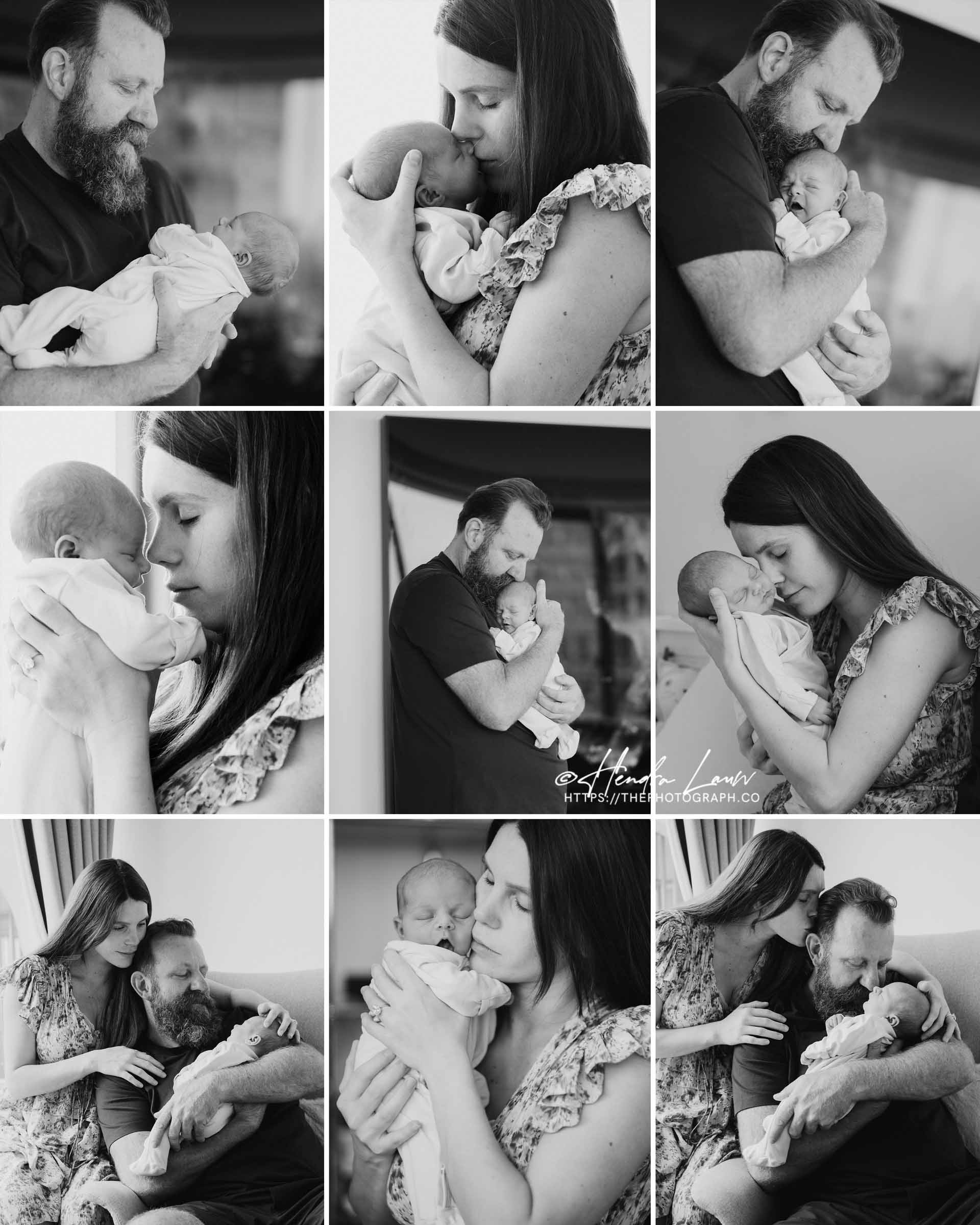 Singapore family photography with newborn at home in black and white